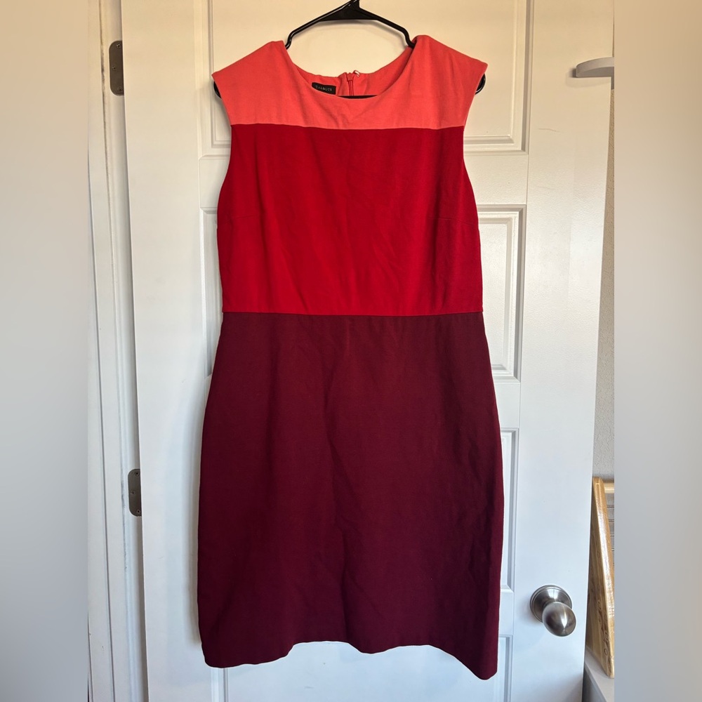 Talbots Tri-Tone Midi Dress in Red and Pink